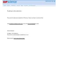 Roadmap on Silicon Photonics