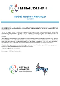 Subtitle Netball Northern Newsletter April 2014