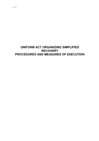 Uniform Act Organizing Simplified Recovery Procedures and Measures of Execution 2