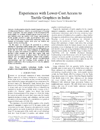 Experiences with Lower-Cost Access to Tactile Graphics in India M