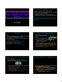 Online Learning, Regret Minimization, Minimax Optimality, and Correlated