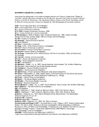 SHIPWRECK SOURCES and NOTES Information for Shipwrecks in This