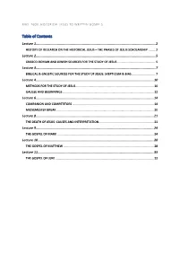 Table of Contents Lecture 1