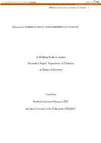 A Mokken Scale to Assess Secondary Pupils' Experience of Violence In