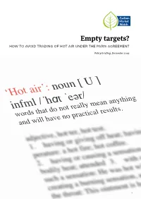 Empty Targets? HOW to AVOID TRADING of HOT AIR UNDER the PARIS AGREEMENT