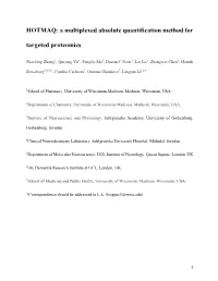 HOTMAQ: a Multiplexed Absolute Quantification Method for Targeted Proteomics