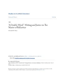 Writing and Justice in the Master of Ballantrae Alexander B