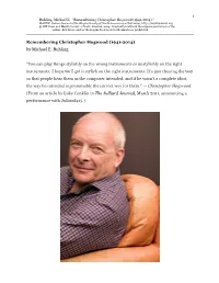 1 Remembering Christopher Hogwood (1941-2014) by Michael