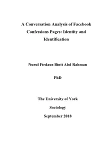 A Conversation Analysis of Facebook Confessions Pages: Identity and Identification
