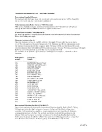 Additional International Service Terms and Conditions