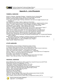 Appendix a – List of Recipients