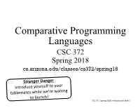 CSC 372 Spring 2018 Cs.Arizona.Edu/Classes/Cs372/Spring18