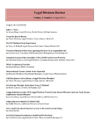 Legal Division Docket Volume 2, Number 1 (April 2013)