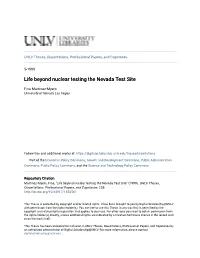 Life Beyond Nuclear Testing the Nevada Test Site