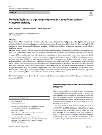 Methyl Salicylate As a Signaling Compound That Contributes to Forest Ecosystem Stability