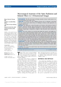 Microsurgical Anatomy of the Optic Radiation and Related Fibers in 3-Dimensional Images