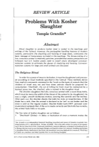Problems with Kosher Slaughter