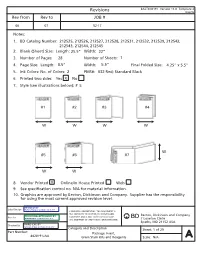 Revisions Inserts Rev from Rev to JOB
