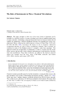 The Role of Instruments in Three Chemical' Revolutions