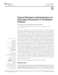 Topical Nifedipine Administration for Secondary Prevention in Frostbitten Patients