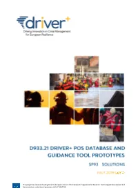 DRIVER+ Portfolio of Solutions Database and Guidance Tool