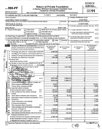 Form 990-PF Or Section 4947(A)(1) Nonexempt Charitable Trust Treated As a Private Foundation Department of the Treasury 2011 Note