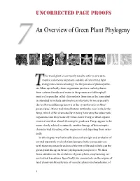 JUDD W.S. Et. Al. (2002) Plant Systematics: a Phylogenetic Approach. Chapter 7. an Overview of Green
