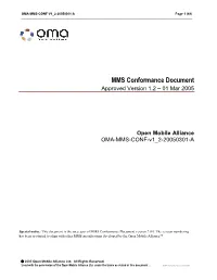 MMS Conformance Document Approved Version 1.2 – 01 Mar 2005