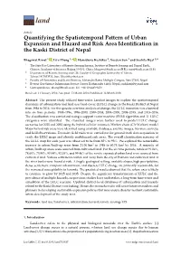 Quantifying the Spatiotemporal Pattern of Urban Expansion and Hazard and Risk Area Identiﬁcation in the Kaski District of Nepal