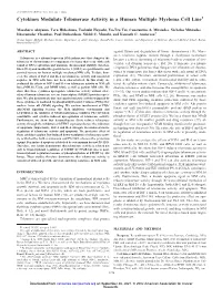 Cytokines Modulate Telomerase Activity in a Human Multiple Myeloma Cell Line1