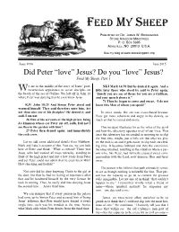 Jesus? Do You “Love” Jesus? Feed My Sheep, Part 3