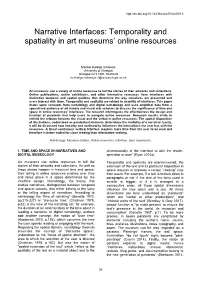 Narrative Interfaces: Temporality and Spatiality in Art Museums' Online Resources
