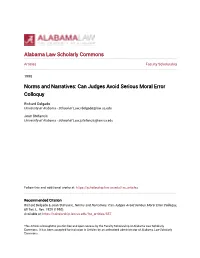 Norms and Narratives: Can Judges Avoid Serious Moral Error Colloquy
