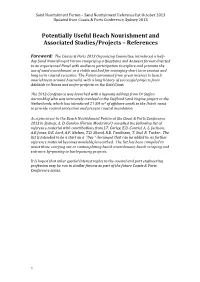 Potentially Useful Beach Nourishment and Associated Studies/Projects – References