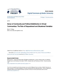 Sense of Community and Political Mobilization in Virtual Communities: the Role of Dispositional and Situational Variables
