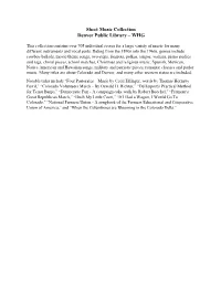 Sheet Music Collection Index
