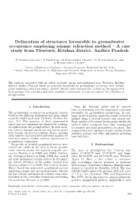 Delineation of Structures Favourable to Groundwater Occurrence Employing Seismic Refraction Method – a Case Study from Tiruvuru, Krishna District, Andhra Pradesh