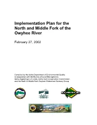 Implementation Plan for the North and Middle Fork of the Owyhee River
