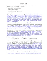 Review of Unit I in Which We Develop a Model for the Atom and Explore the Structure of the Periodic Table