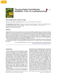The Procollagen N-Proteinases ADAMTS2, 3 and 14 in Pathophysiology