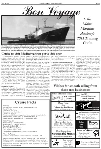 To the Maine Maritime Academy's 2011 Training Cruise Cruise Facts