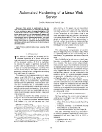 Automated Hardening of a Linux Web Server