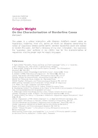 Crispin Wright on the Characterisation of Borderline Cases Abs Trac T