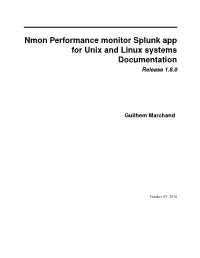 Nmon Performance Monitor Splunk App for Unix and Linux Systems Documentation Release 1.8.0