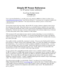 RF Power Reference for RF Power Meter Calibration