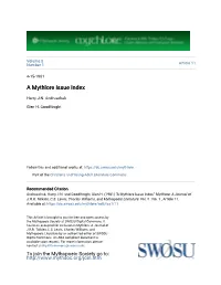 A Mythlore Issue Index