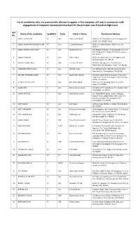 List of Candidates Who Are Provisionally Allowed to Appear In