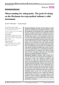 Misaccounting for Endogeneity: the Peril of Relying on the Heckman Two-Step Method Without a Valid Instrument