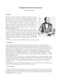 Paradigms in Psychoanalysis