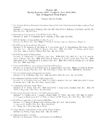 Physics 583 Spring Semester 2020, Academic Year 2019/2020 List of Suggested Term Papers